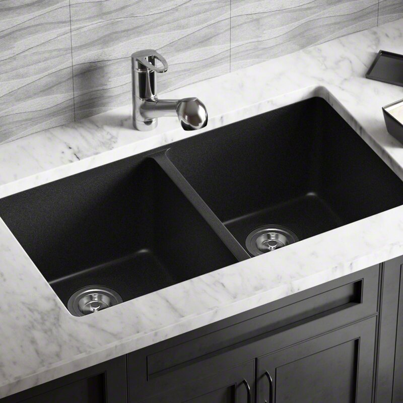 Granite Composite 32%2522 X 19%2522 Double Basin Undermount Kitchen Sink 